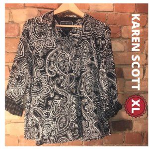Karen Scott Funky Paisley 3/4 Sleeve Size XL 🌸